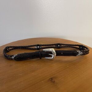 Brighton Black and Brown Braided Belt with Silver Buckle